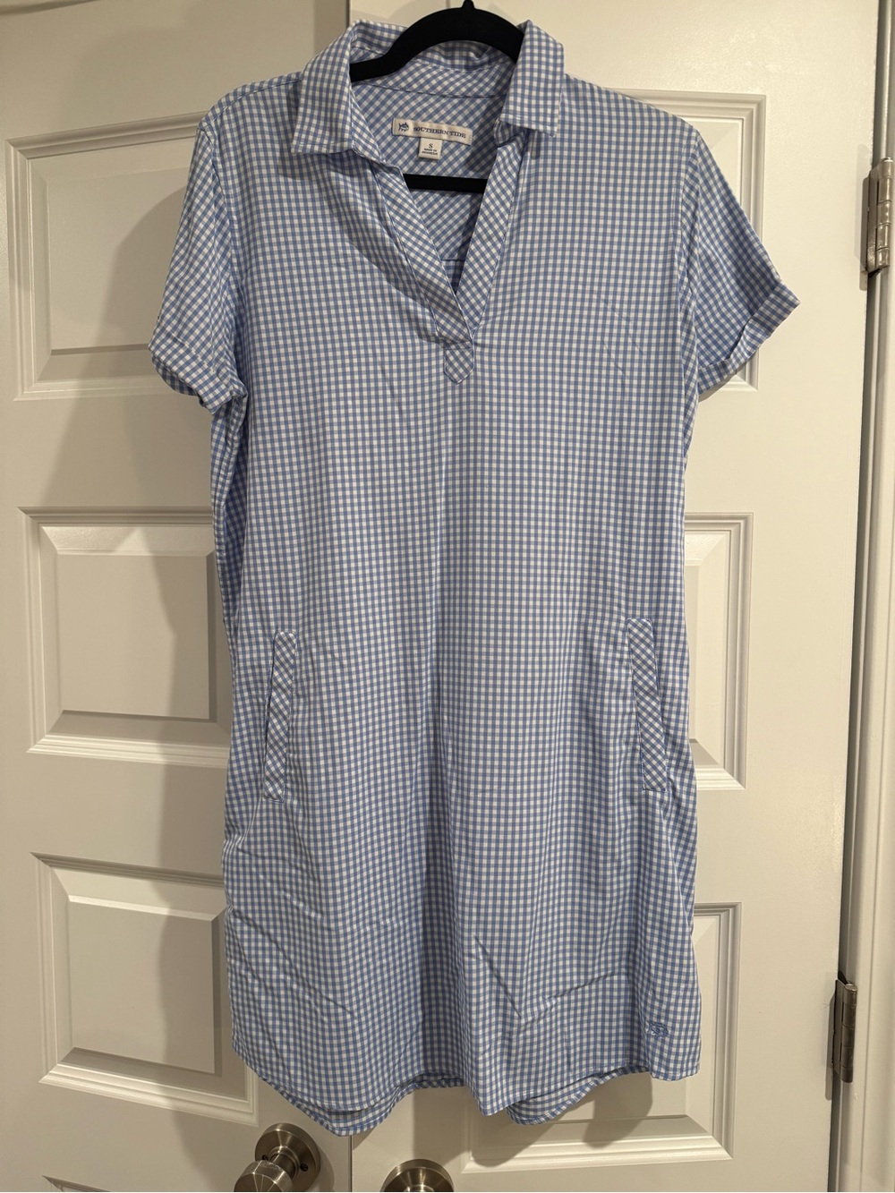 Southern Tide Blue White Gingham Shift Dress Small Coastal Preppy